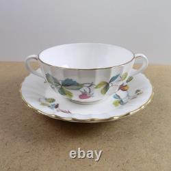 6 Royal Worcester Strawberry Fair Cream Soup Bowl Sets Bone China England VGC