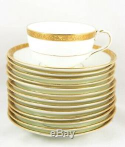 6 Sets Cups & Saucers Antique Cauldon England China L4142 Raised Gold Encrusted