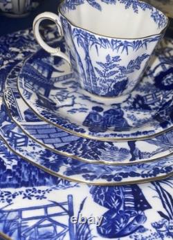 60 Piece Set Royal Crown Derby Blue Mikado Full Place Settings Tea Cake Platter