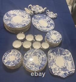 60 Piece Set Royal Crown Derby Blue Mikado Full Place Settings Tea Cake Platter