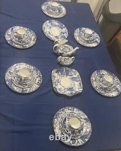 60 Piece Set Royal Crown Derby Blue Mikado Full Place Settings Tea Cake Platter