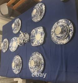 60 Piece Set Royal Crown Derby Blue Mikado Full Place Settings Tea Cake Platter