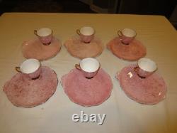 6ea Royal Albert Gossamer Bone China England Pink Tea Cup & Saucer Snack Set