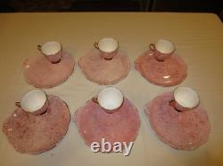 6ea Royal Albert Gossamer Bone China England Pink Tea Cup & Saucer Snack Set