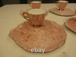 6ea Royal Albert Gossamer Bone China England Pink Tea Cup & Saucer Snack Set