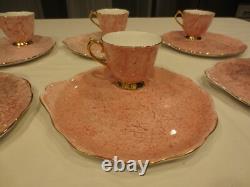 6ea Royal Albert Gossamer Bone China England Pink Tea Cup & Saucer Snack Set
