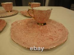 6ea Royal Albert Gossamer Bone China England Pink Tea Cup & Saucer Snack Set