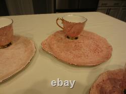 6ea Royal Albert Gossamer Bone China England Pink Tea Cup & Saucer Snack Set