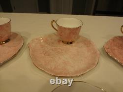 6ea Royal Albert Gossamer Bone China England Pink Tea Cup & Saucer Snack Set