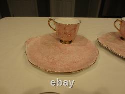 6ea Royal Albert Gossamer Bone China England Pink Tea Cup & Saucer Snack Set