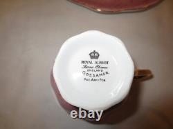 6ea Royal Albert Gossamer Bone China England Pink Tea Cup & Saucer Snack Set