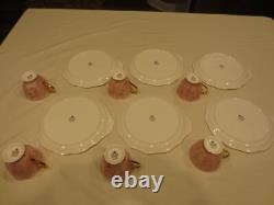 6ea Royal Albert Gossamer Bone China England Pink Tea Cup & Saucer Snack Set