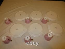 6ea Royal Albert Gossamer Bone China England Pink Tea Cup & Saucer Snack Set