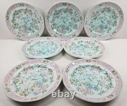 7 Adams China Singapore Bird Luncheon Plates Set Vintage Floral Old England Lot