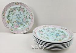 7 Adams China Singapore Bird Luncheon Plates Set Vintage Floral Old England Lot