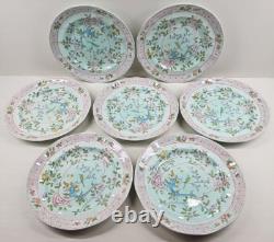 7 Adams China Singapore Bird Luncheon Plates Set Vintage Floral Old England Lot