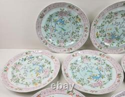 7 Adams China Singapore Bird Luncheon Plates Set Vintage Floral Old England Lot