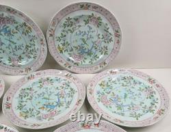 7 Adams China Singapore Bird Luncheon Plates Set Vintage Floral Old England Lot