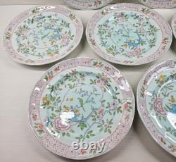 7 Adams China Singapore Bird Luncheon Plates Set Vintage Floral Old England Lot