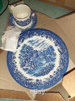 7 Sets Churchill China England Blue Willow'Harvest' Dinner Plates Cups Saucers