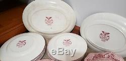 70 Pc Set Johnson Bros England China Historic America Pink Excellent Condition