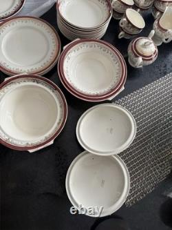 70 pc Myott Royalty 1559 China Set Service for 12 Maroon Gold England Dinnerware