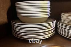 70 pc Myott Royalty 1559 China Set Service for 12 Maroon Gold England Dinnerware