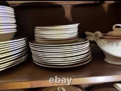 70 pc Myott Royalty 1559 China Set Service for 12 Maroon Gold England Dinnerware