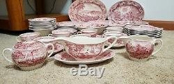 72 Pc Set Johnson Bros England China Historic America Pink Excellent Condition