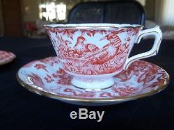 8-5 pc settings Vint. Royal Crown Derby Red Aves bone china A-74 England 40 tot