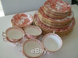 8-5 pc settings Vint. Royal Crown Derby Red Aves bone china A-74 England 40 tot