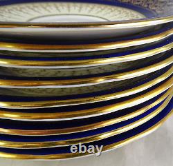 9 Aynsley English Bone China 7601 Cobalt & Heavy Gold Tea Cup & Saucer Sets