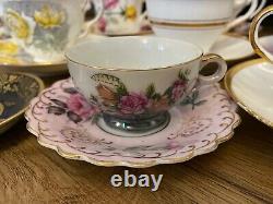 9 Vintage Bone China Tea Cup and Saucer Sets, Foley England