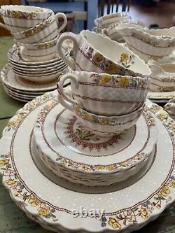 94 PC Set Vtg Copeland Spode England China Buttercup Floral Yellow Brown 1895