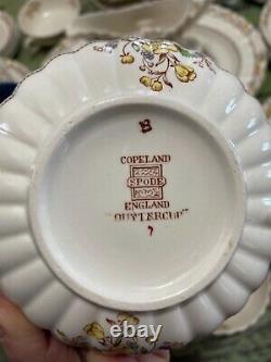 94 PC Set Vtg Copeland Spode England China Buttercup Floral Yellow Brown 1895