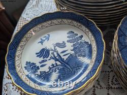ANTIQUE SET Booths Real Old Willow Dinner And Serving Pieces 89 Pieces