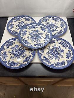 ASIATIC PHEASANT Royal Stafford China England Blue Dinner Plate Set Of 5