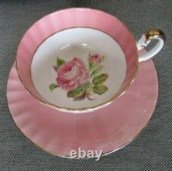 AYNSLEY Hand Painted Cabbage Roses Teacup and Saucer Set England Bone China