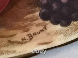 AYNSLEY Orchard Fruit Teacup Saucer Set Bone China SIGNED N BRUNT Gold Grapes