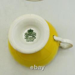 AYNSLEY Set Of 2 Tea Cups & Saucers Cottage Garden Yellow Bone China England