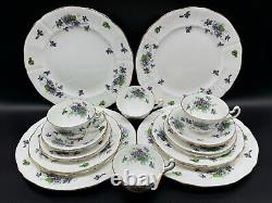 Adderley Sweet Violets 5 Piece Place Setting x 4 Bone China England 20 Pieces