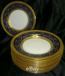 Antique Adderley England Bone China Gold Trim Cobalt Blue Bowl Set 12 Bowls