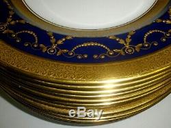 Antique Adderley England Bone China Gold Trim Cobalt Blue Bowl Set 12 Bowls