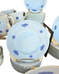 Antique Adderley England Chelsea Blue 75-Piece Bone China Set, 1930s. Raised
