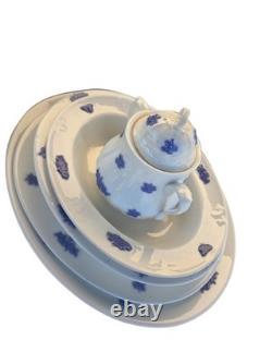 Antique Adderley England Chelsea Blue 75-Piece Bone China Set, 1930s. Raised