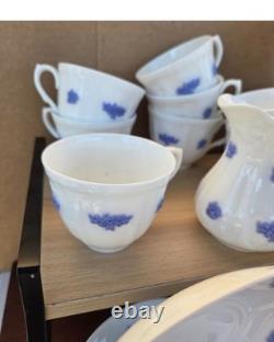 Antique Adderley England Chelsea Blue 75-Piece Bone China Set, 1930s. Raised