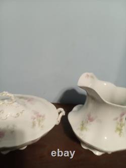 Antique Alfred Meakin China set White with Pink Flowers Royal Semi-Porcelain
