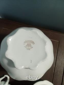 Antique Alfred Meakin China set White with Pink Flowers Royal Semi-Porcelain