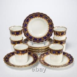 Antique Aynsley England Bone China Cobalt Gold Demitasse Cups Set of 6 Vintage