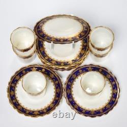 Antique Aynsley England Bone China Cobalt Gold Demitasse Cups Set of 6 Vintage